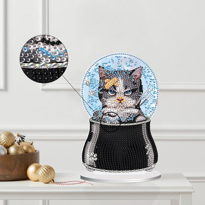 Crystal Ball Cat Table Top Diamond Painting Ornament Kits for Home Office Decor