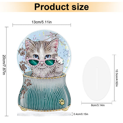 Crystal Ball Cat Table Top Diamond Painting Ornament Kits for Home Office Decor