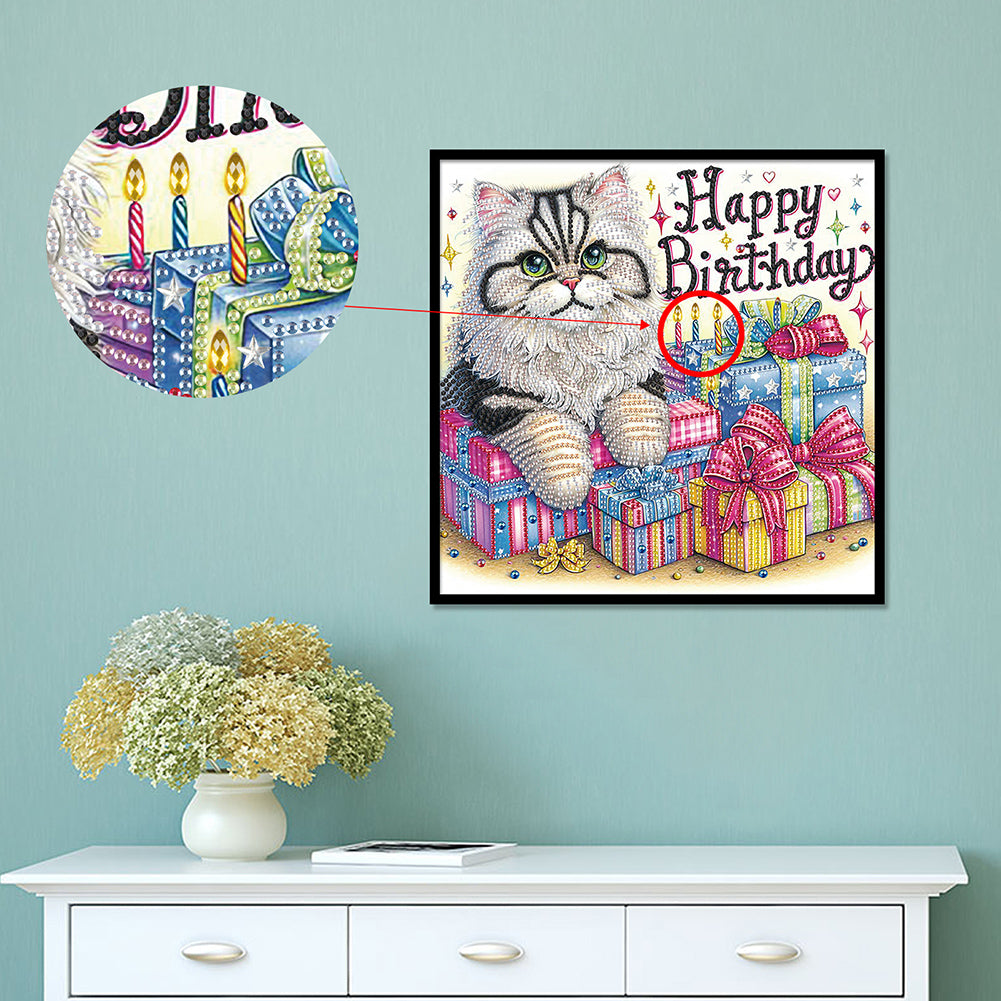 Diamond Painting - Partial Special Shaped - Cat (30*30CM)