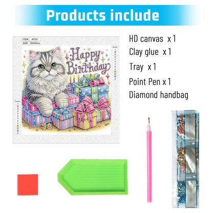 Diamond Painting - Partial Special Shaped - Cat (30*30CM)
