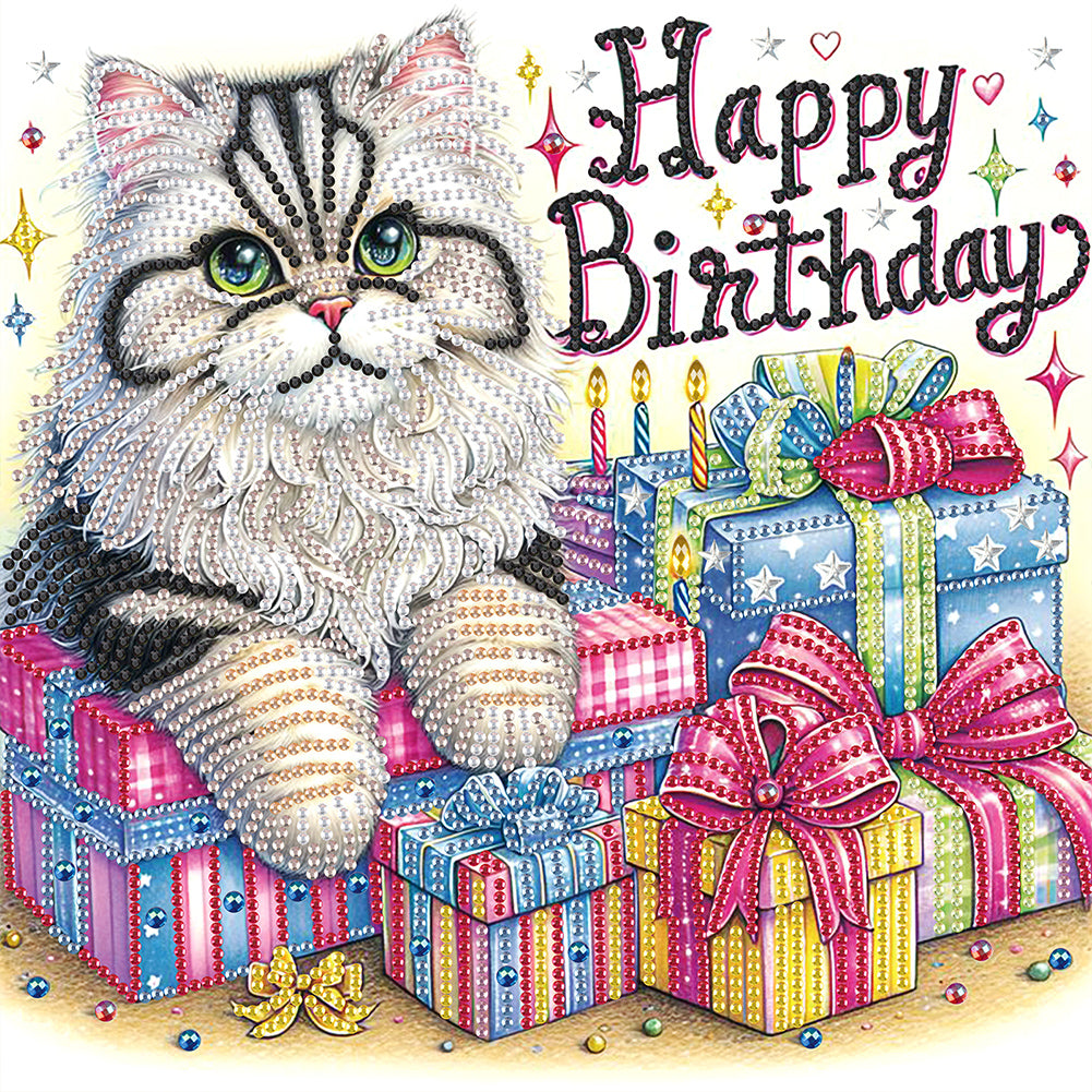 Diamond Painting - Partial Special Shaped - Cat (30*30CM)