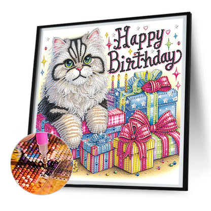 Diamond Painting - Partial Special Shaped - Cat (30*30CM)