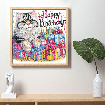 Diamond Painting - Partial Special Shaped - Cat (30*30CM)