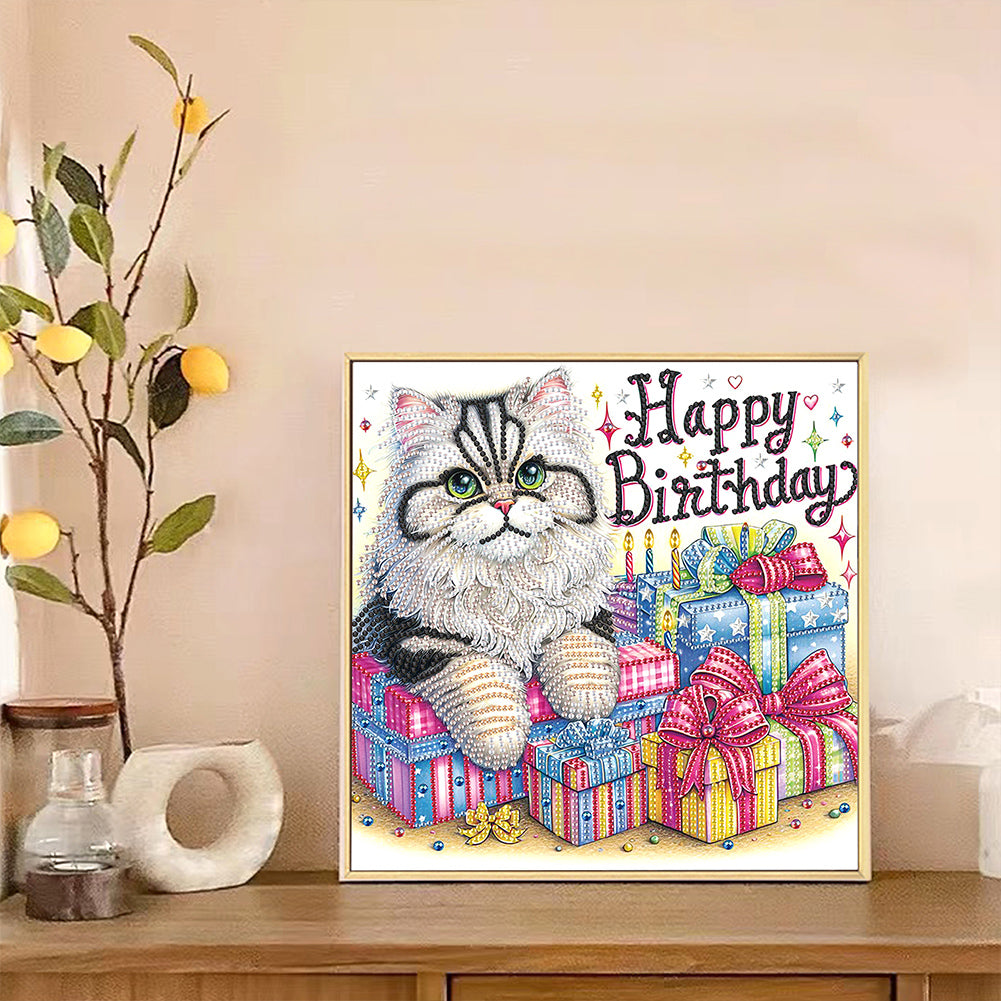 Diamond Painting - Partial Special Shaped - Cat (30*30CM)