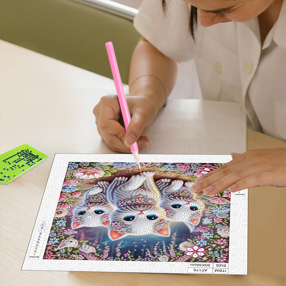 Diamond Painting - Partial Special Shaped - Cat (30*30CM)