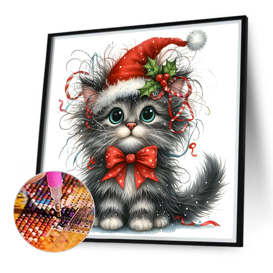 Diamond Painting - Full Round - Christmas kitten (30*30CM)