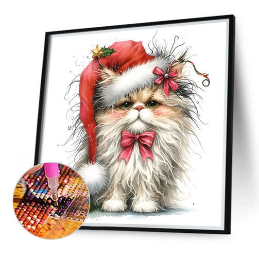 Diamond Painting - Full Round - Christmas kitten (30*30CM)