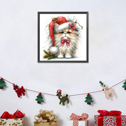 Diamond Painting - Full Round - Christmas kitten (30*30CM)