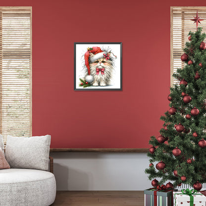 Diamond Painting - Full Round - Christmas kitten (30*30CM)