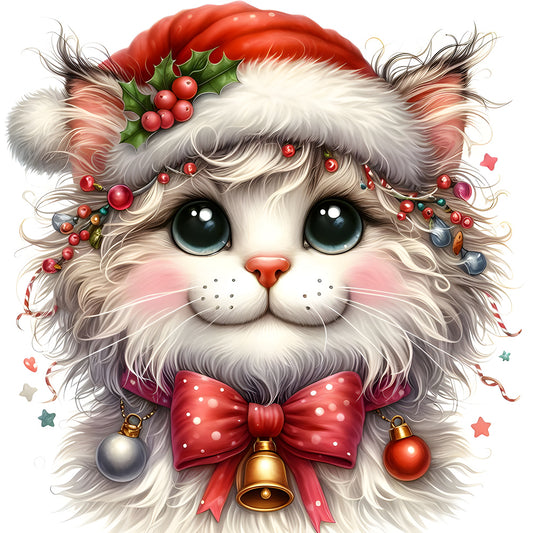 Diamond Painting - Full Round - Christmas kitten (30*30CM)