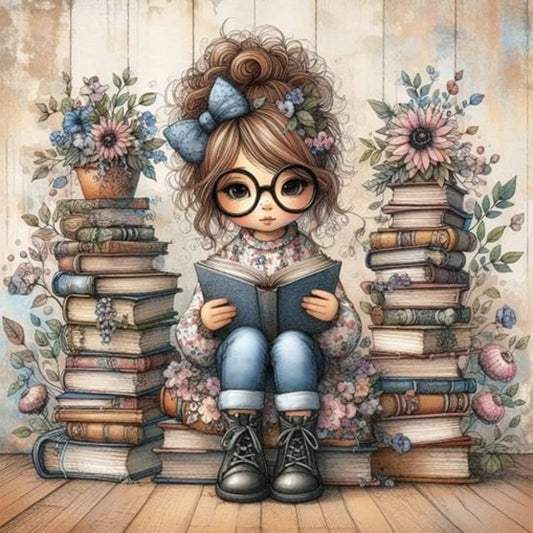 AB Diamond Painting - Full Round - Reading girl (40*40CM)