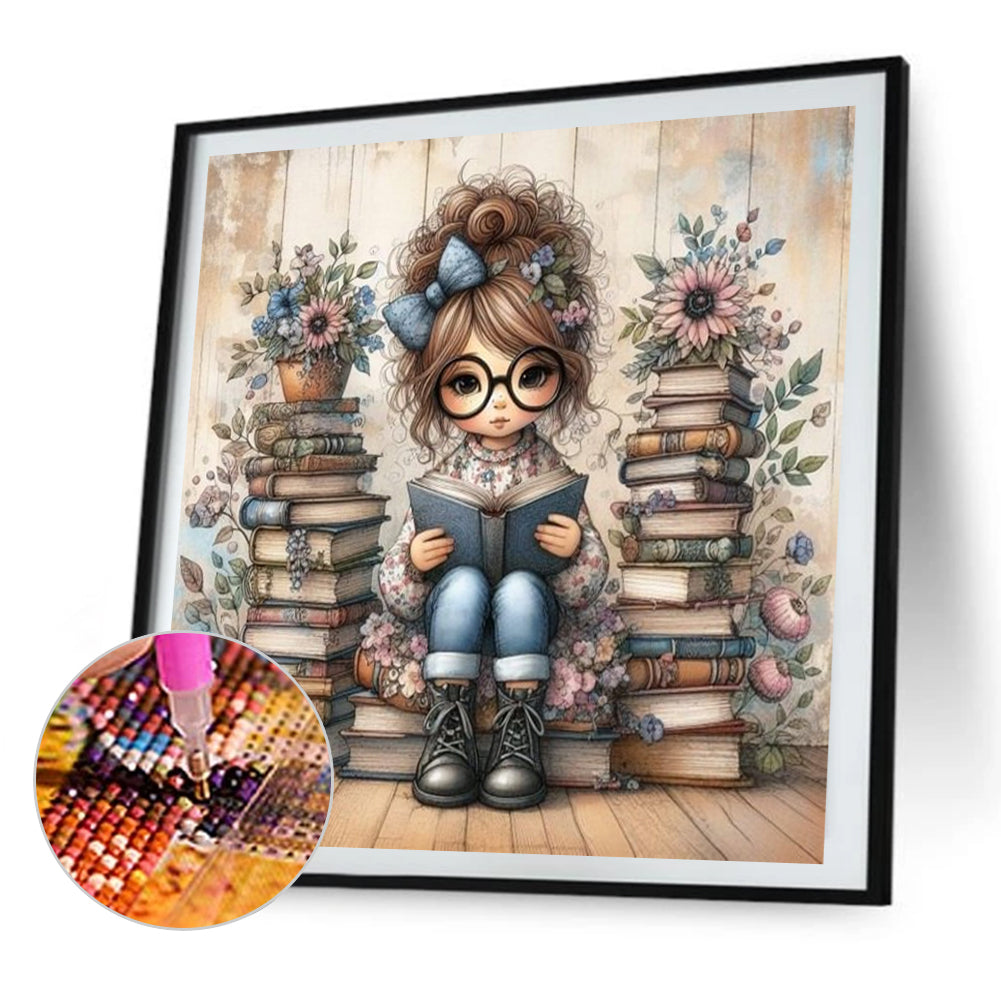 AB Diamond Painting - Full Round - Reading girl (40*40CM)