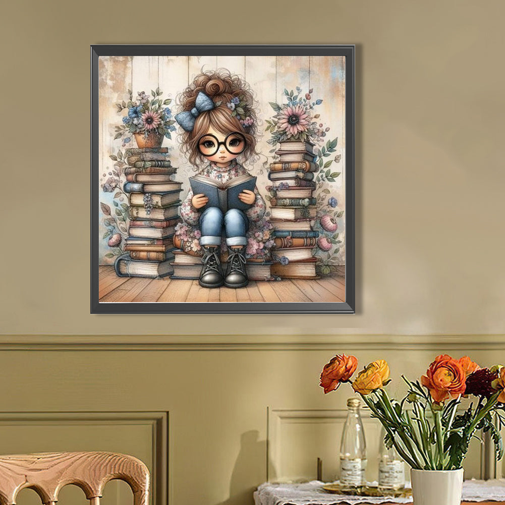 AB Diamond Painting - Full Round - Reading girl (40*40CM)