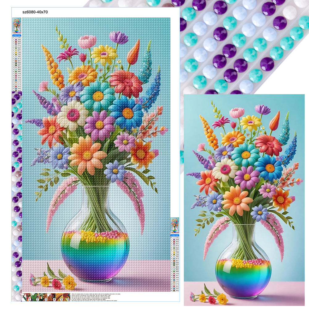 Diamond Painting - Full Round - Rainbow Flower Vase (40*70CM)