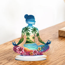 Load image into Gallery viewer, Acrylic Special Shape Sitting Yoga Woman Desktop Diamond Painting Ornament

