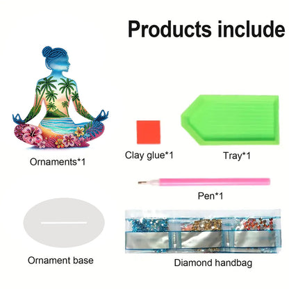 Acrylic Special Shape Sitting Yoga Woman Desktop Diamond Painting Ornament