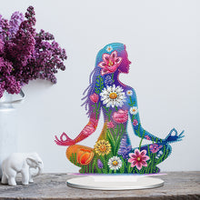 Load image into Gallery viewer, Acrylic Special Shape Sitting Yoga Woman Desktop Diamond Painting Ornament
