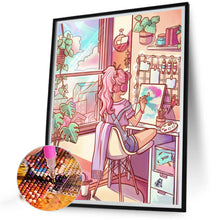Load image into Gallery viewer, AB Diamond Painting - Full Round - Modern painting girl (40*50CM)
