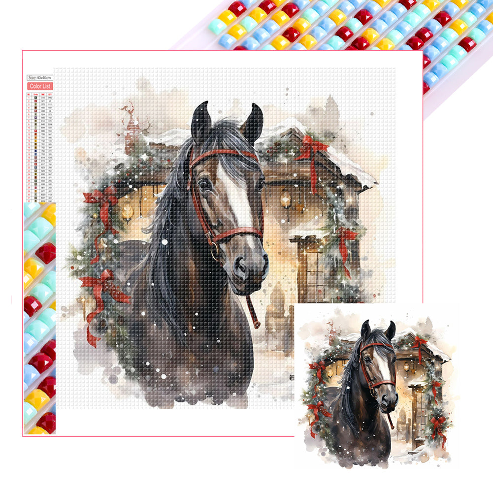 Diamond Painting - Full Square - Christmas black horse (40*40CM)