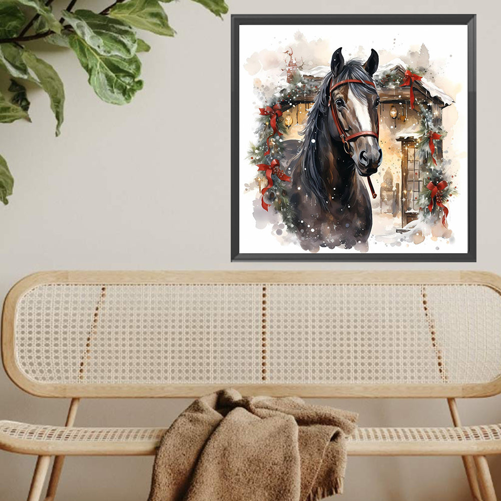Diamond Painting - Full Square - Christmas black horse (40*40CM)