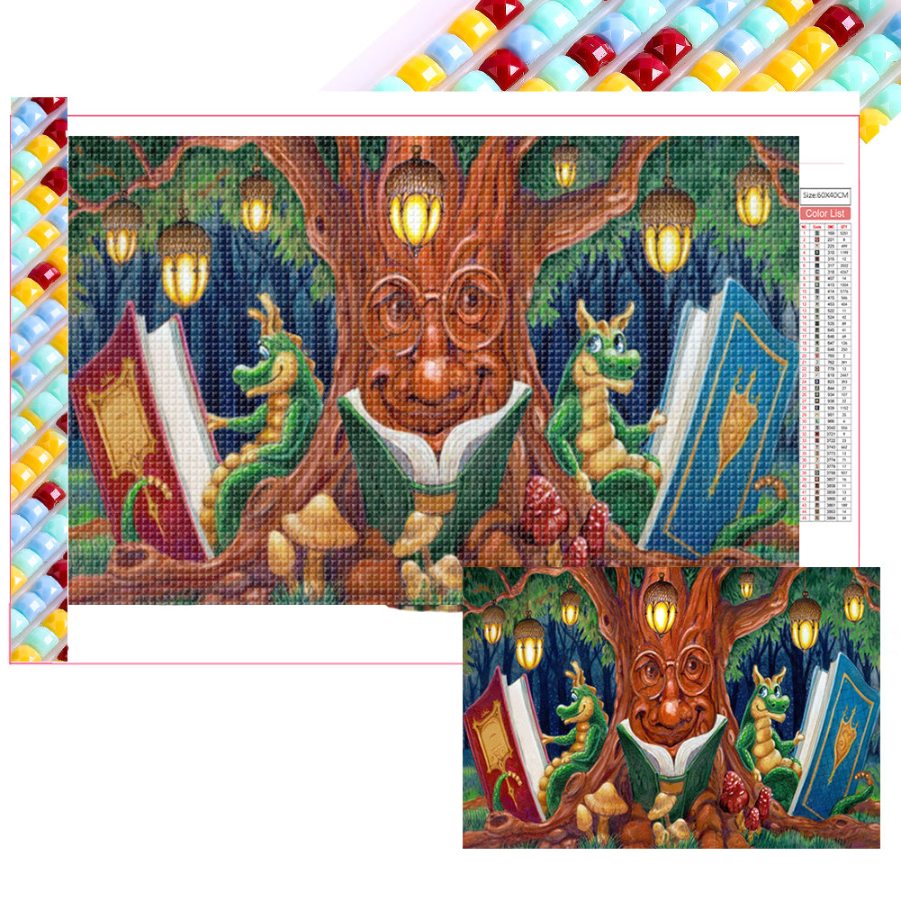Diamond Painting - Full Square - Little dragon man sacred tree (60*40CM)