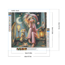 Load image into Gallery viewer, Diamond Painting - Full Round - Moon cat girl (40*40CM)
