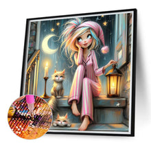 Load image into Gallery viewer, Diamond Painting - Full Round - Moon cat girl (40*40CM)
