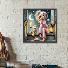 Load image into Gallery viewer, Diamond Painting - Full Round - Moon cat girl (40*40CM)

