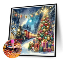 Load image into Gallery viewer, Diamond Painting - Full Round - Christmas snow night train (40*40CM)
