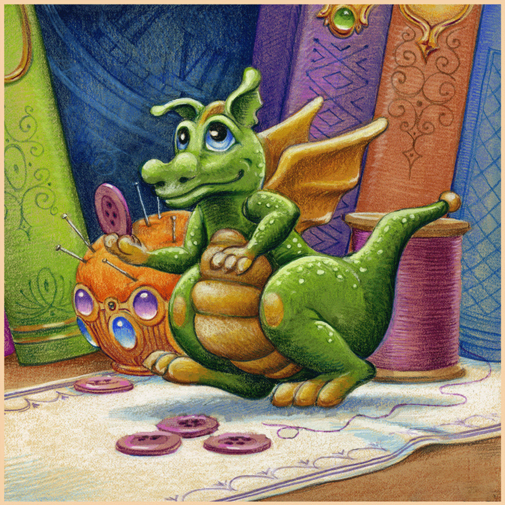 Diamond Painting - Full Round - Dragon button in the library (40*40CM)