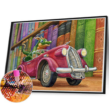 Load image into Gallery viewer, Diamond Painting - Full Round - Dinosaur driving in the library (60*45CM)
