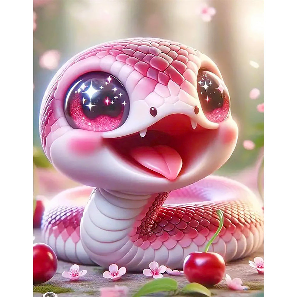 Diamond Painting - Full Round - Pink snake baby (35*45CM)