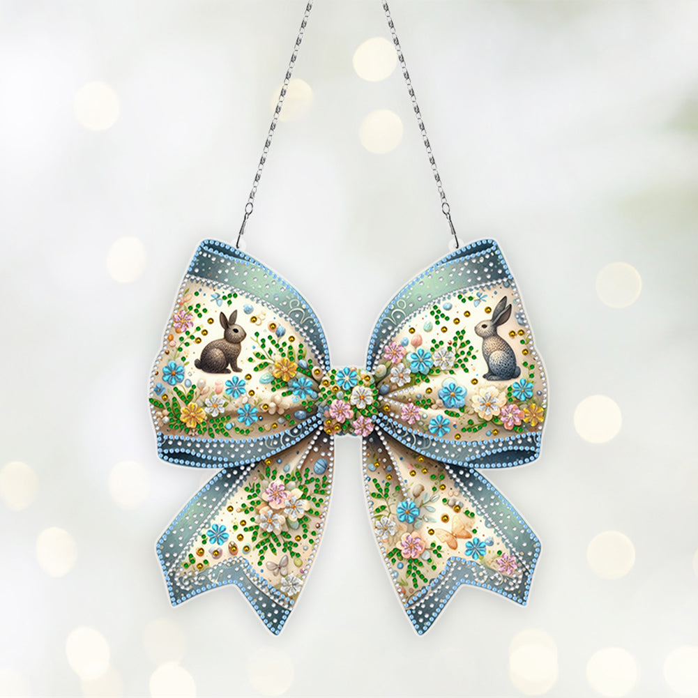 Easter Bow DIY Diamond Art Pendant Kit Diamond Painting Ornaments for Wall Door