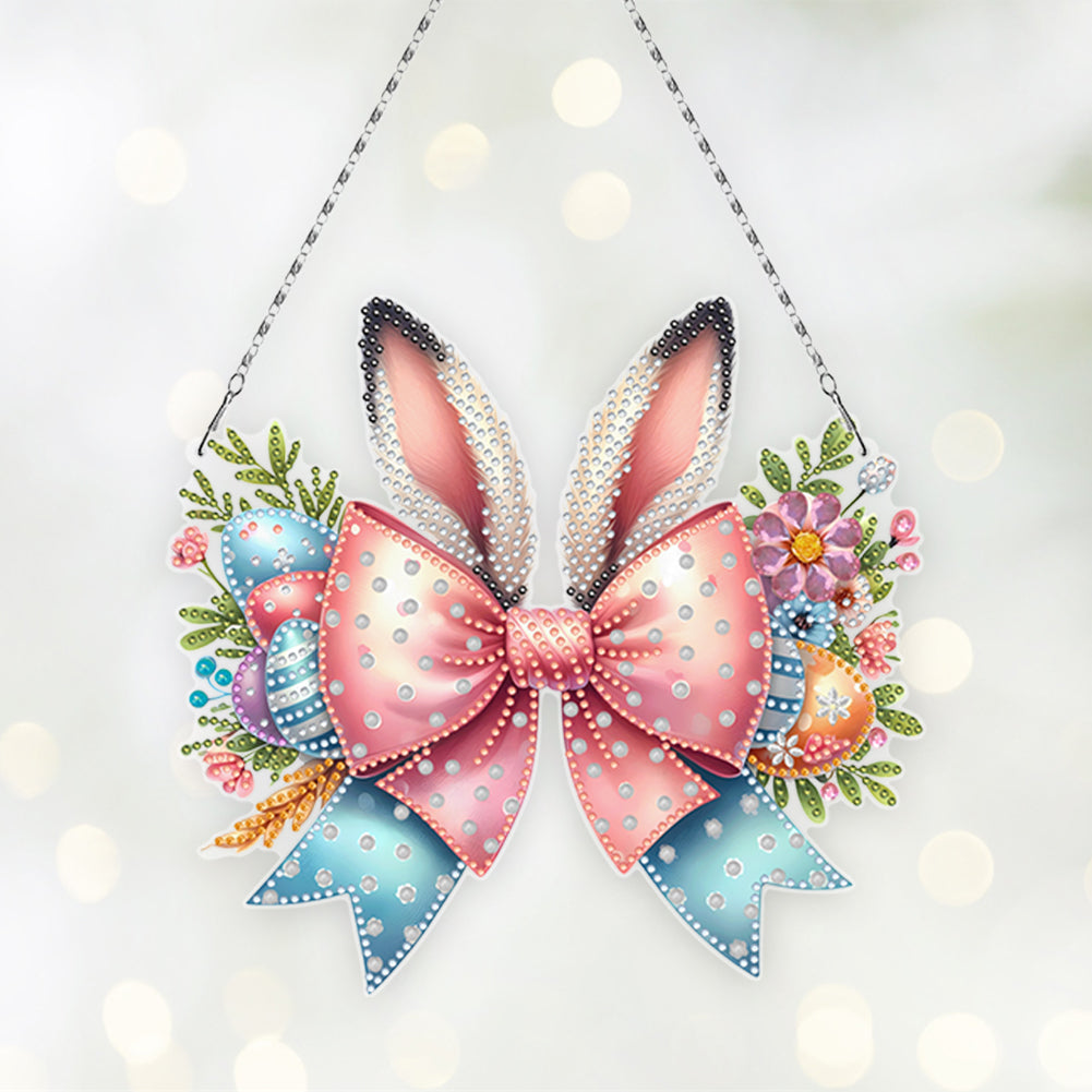 Easter Bow DIY Diamond Art Pendant Kit Diamond Painting Ornaments for Wall Door
