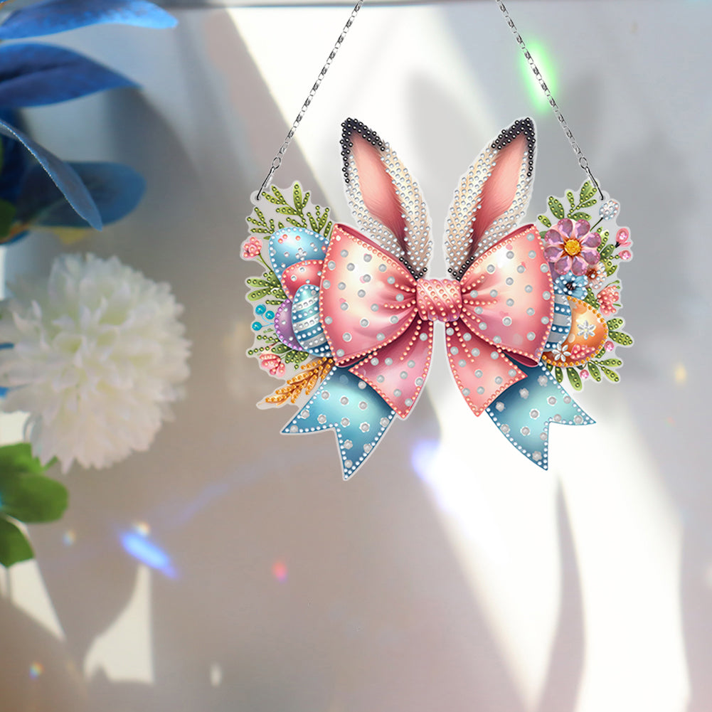 Easter Bow DIY Diamond Art Pendant Kit Diamond Painting Ornaments for Wall Door