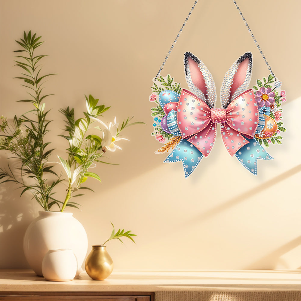 Easter Bow DIY Diamond Art Pendant Kit Diamond Painting Ornaments for Wall Door