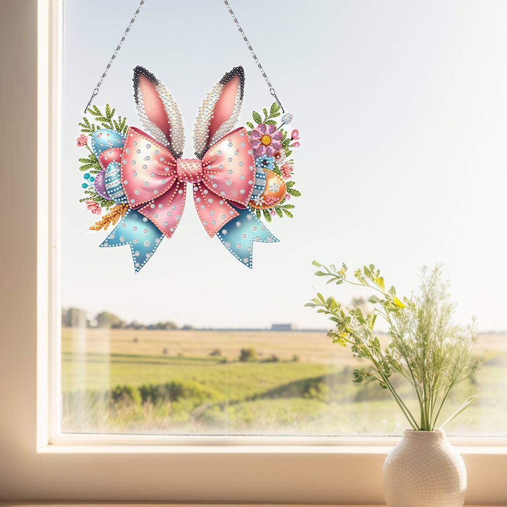 Easter Bow DIY Diamond Art Pendant Kit Diamond Painting Ornaments for Wall Door