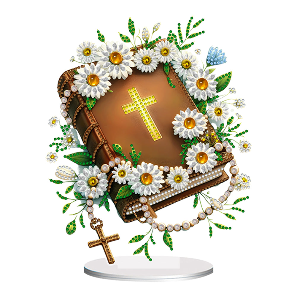 Acrylic Special Shape Flower Bible Diamond Painting Desktop Ornaments for Adults