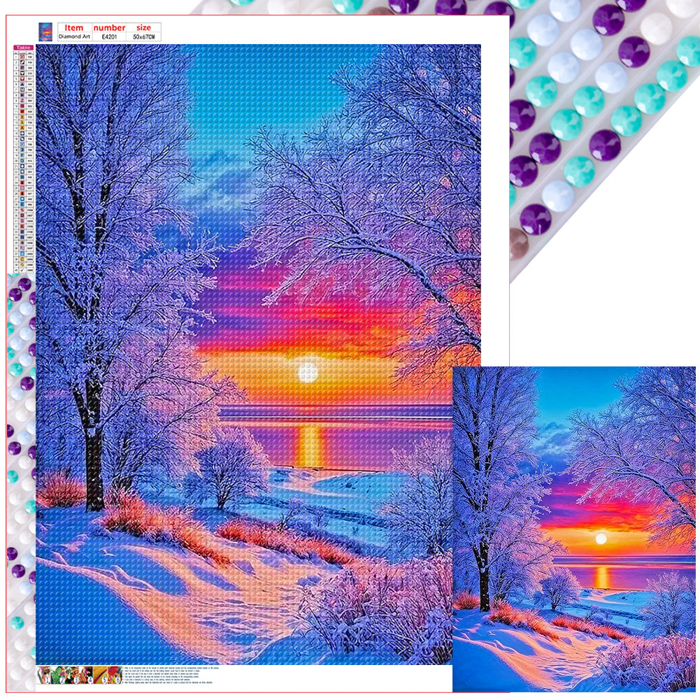 Diamond Painting - Full Round - Sunset snow scene (50*67CM)