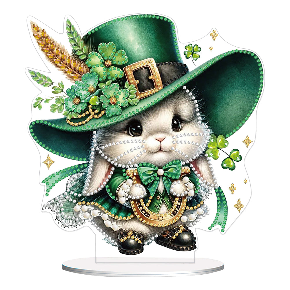 St. Patricks Day Cat 5D DIY Diamond Art Tabletop Decorations Bedroom Table Decor