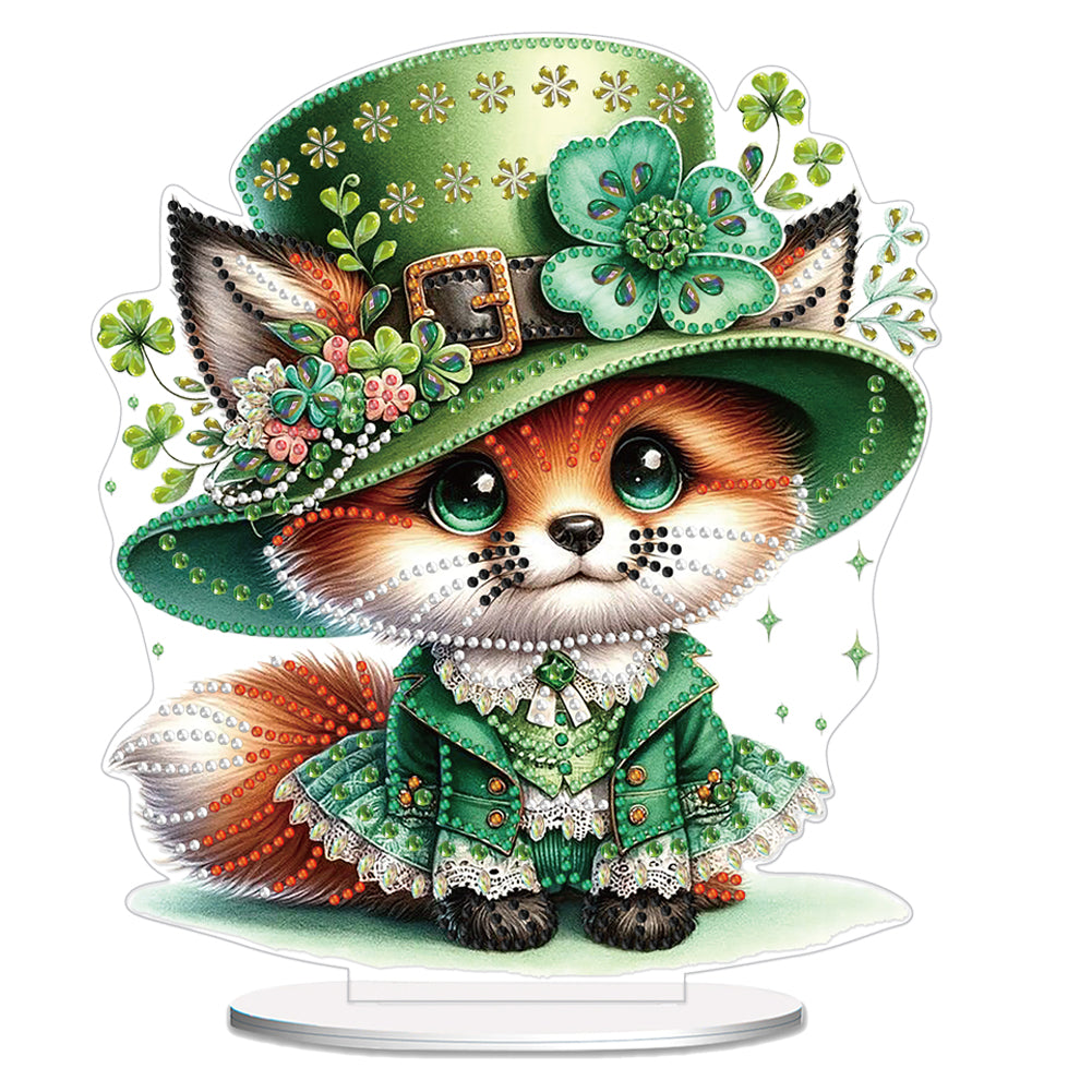 St. Patricks Day Cat 5D DIY Diamond Art Tabletop Decorations Bedroom Table Decor