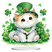 Load image into Gallery viewer, St. Patricks Day Cat 5D DIY Diamond Art Tabletop Decorations Bedroom Table Decor
