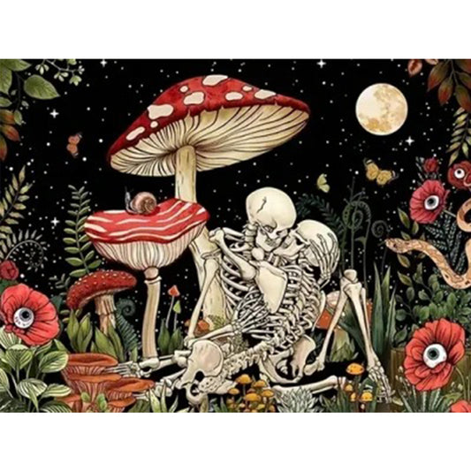 Diamond Painting - Full Round - Skull under mushroom (40*30CM)