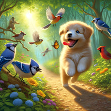 Load image into Gallery viewer, Diamond Painting - Full Round - Puppy in the woods (30*30CM)
