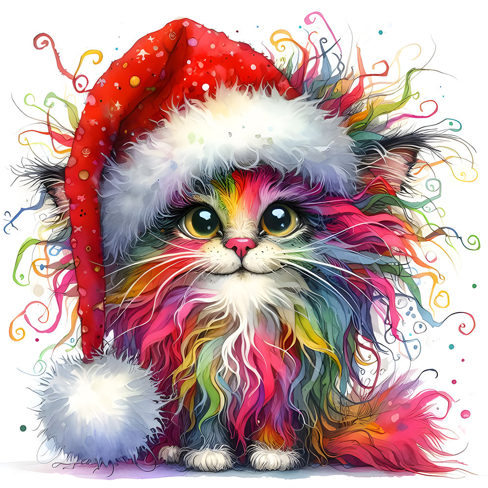 Diamond Painting - Full Round - Christmas kitten (30*30CM)