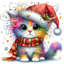Load image into Gallery viewer, Diamond Painting - Full Round - Christmas kitten (30*30CM)
