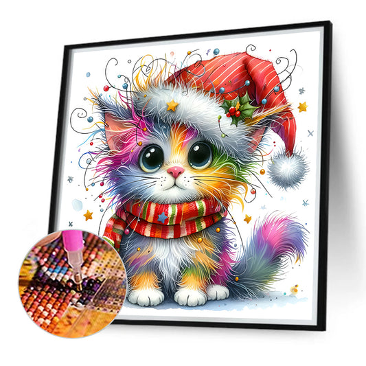 Diamond Painting - Full Round - Christmas kitten (30*30CM)