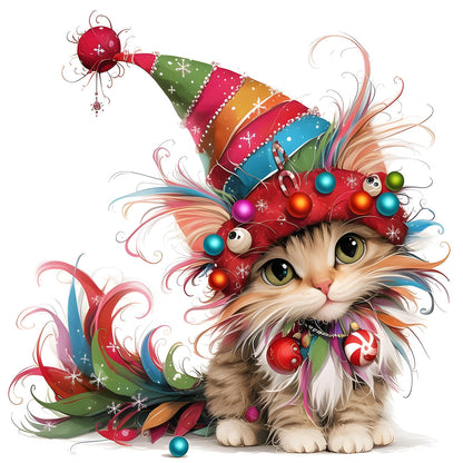 Diamond Painting - Full Round - Christmas kitten (30*30CM)