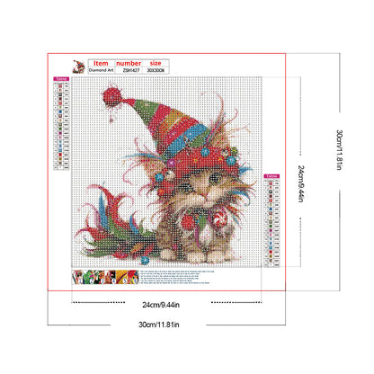 Diamond Painting - Full Round - Christmas kitten (30*30CM)
