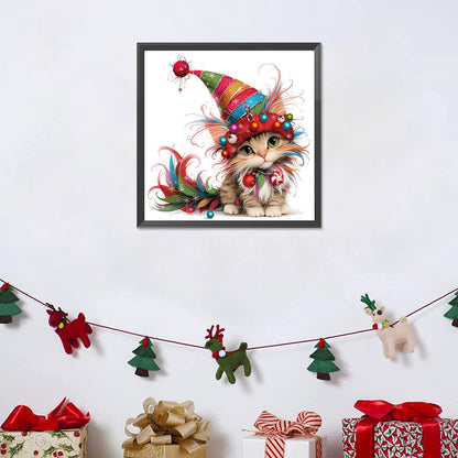 Diamond Painting - Full Round - Christmas kitten (30*30CM)